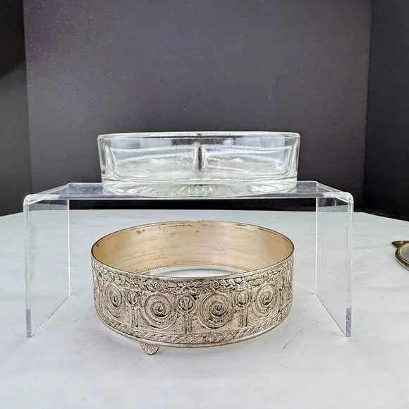 Vintage PNCW Silverplate Covered Divided Glass Relish Tray - Picture 8 of 14